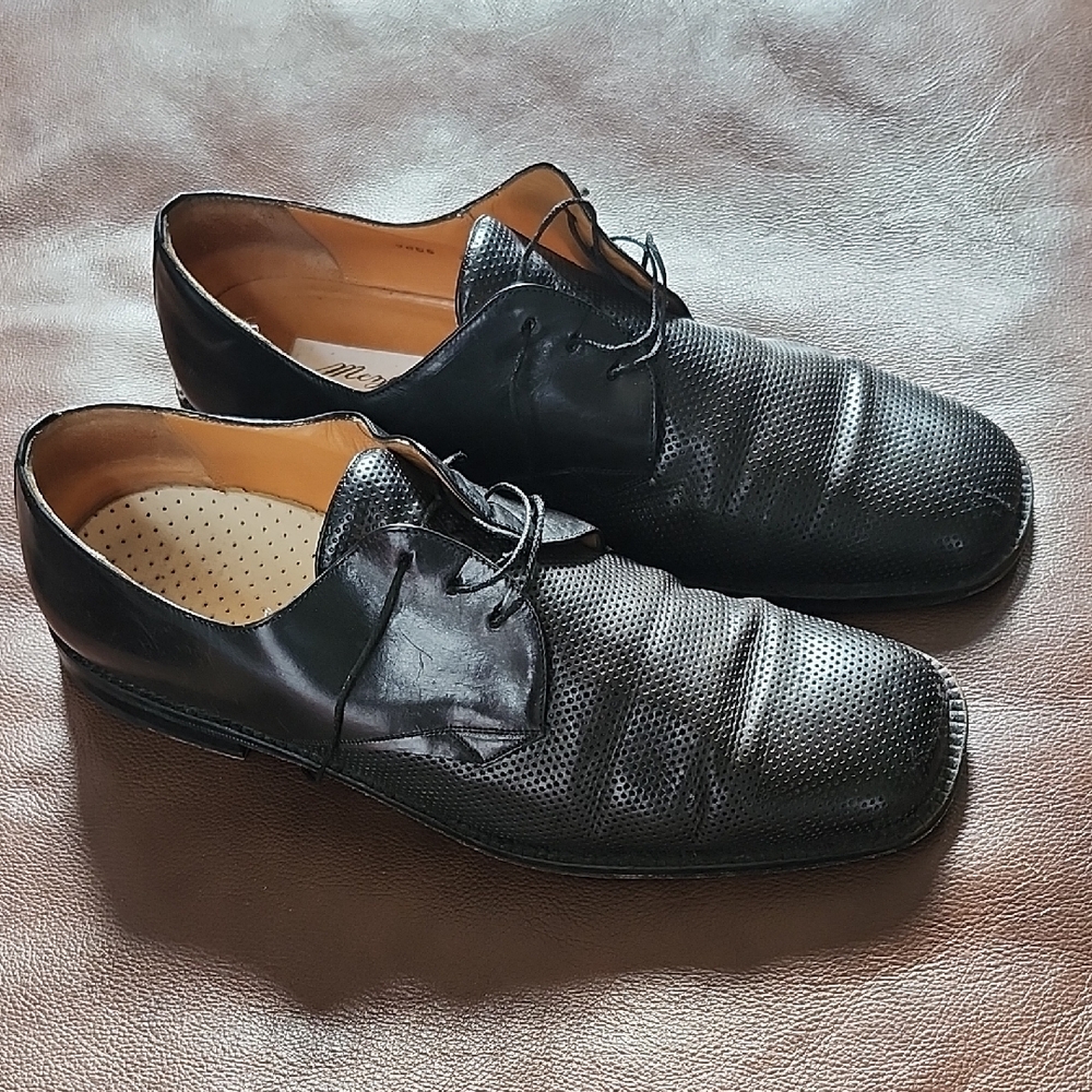 Mezlan Black Perforated Leather Oxfords